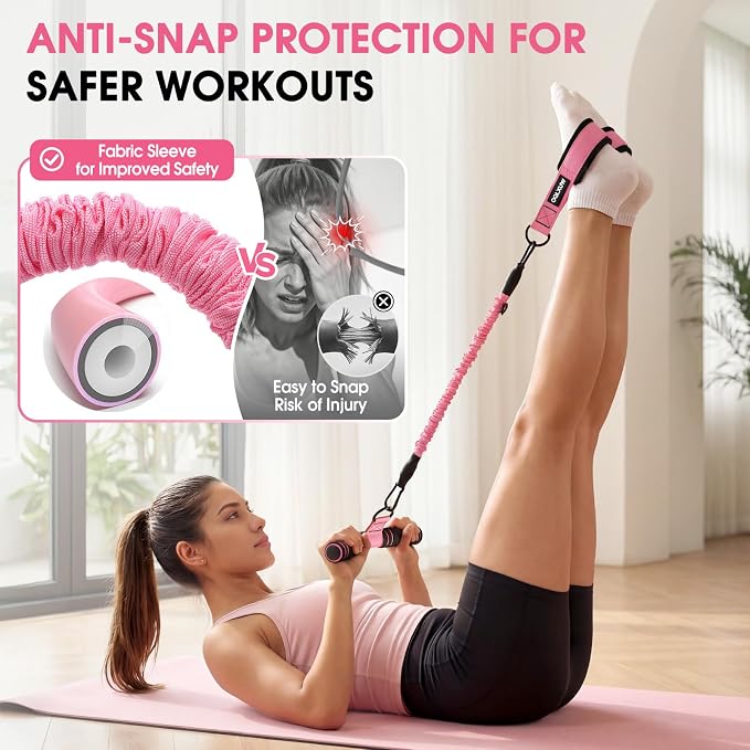 Upgraded Multifunction Pedal Resistance Band with Handle, Adjustable Foot Pedal Resistance Bands for Core, Arm, Legs, Body Strength, Portable Home Gym Workout Equipment for Men & Women