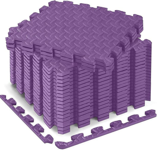 18pcs Puzzle Exercise Mat, 12.6"x12.6"x0.4", 18sqft EVA Interlocking Foam Floor Tiles, Protective, Water-Resistant Flooring for Home Gym & Workout Equipment