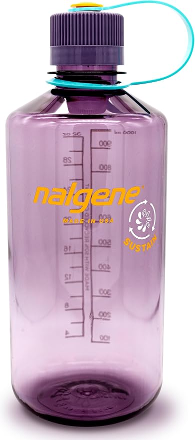 Nalgene 32 oz Narrow Mouth Water Bottle, Aubergine | BPA-Free, Durable & Lightweight, Leak Proof, Dishwasher Safe, Large Reusable Plastic Bottle for Hiking, Gym, Work & Travel