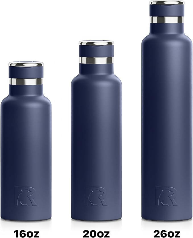 RTIC 26oz Journey Water Bottle, Ceramic Lined, Navy | Stainless Steel Metal, Insulated for Hot and Cold Drinks, Sports, Travel and Camping
