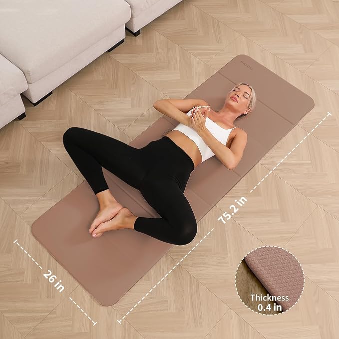 PAIDU Foldable Yoga Mat 10mm Thick, 75"x26" Non-Slip Fitness Exercise Mat | SGS Certified| uick Fold，Easy Storag，Portable for Yoga/Pilates/Studio/Home Workout