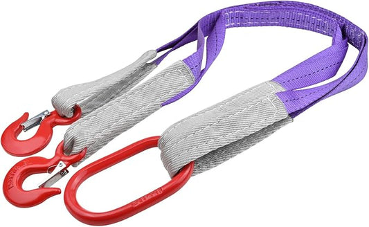 Lifting Slings Straps with Hooks - 3.3 FT, 4409LB Pounds Capacity, Polyester Bridle Sling, Heavy Duty Two Leg Rigging Strap for Engines, Cranes, Hoists, Truck, Purple