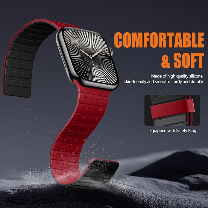 SNBLK Magnetic Watchband Compatible with Apple Watch for Men 44mm 45mm 46mm 49mm 42mm 41mm 40mm 38mm Women, Silicone Sport Strong Magnet Strap for iWatch Series 11 Ultra 3 Ultra 2 Se 10 9 8 7 6 5 4 1