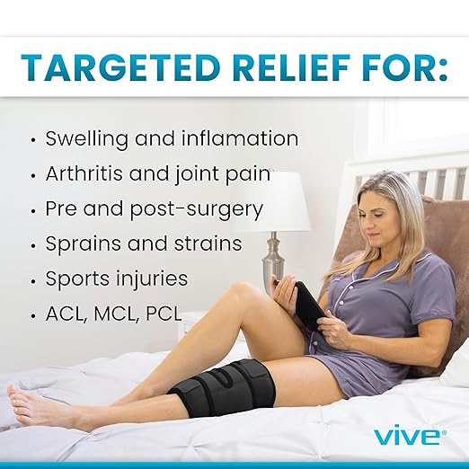 Vive Knee Ice Pack Wrap - Cold/Hot Gel Compression Brace - Heat Support | Strap for Arthritis Pain, Tendonitis, ACL, Athletic Injury, Osteoarthritis, Women, Men, Running, Meniscus and Patella Surgery