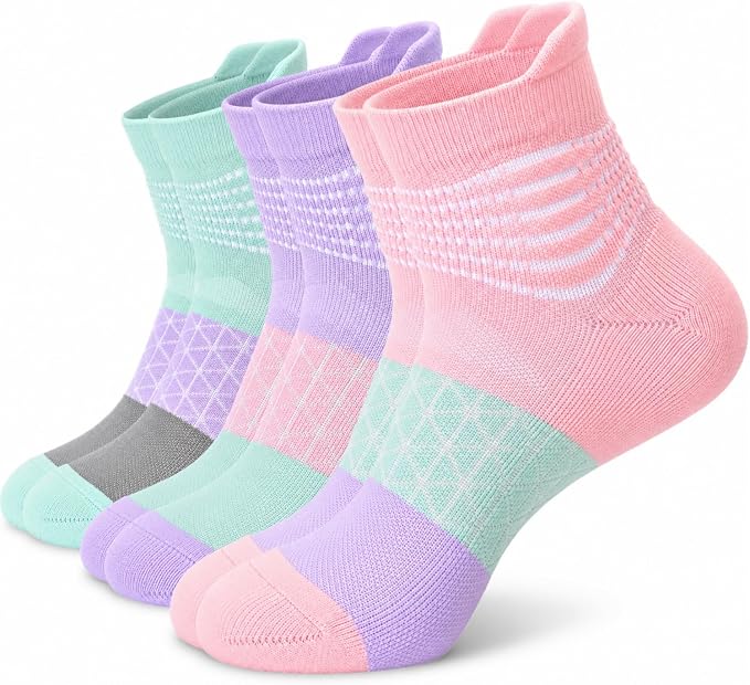 IRAMY Compression Ankle Support Socks Women Wicking Cushioned Athletic Plantar Fasciitis Relief 3/4/6 Pairs