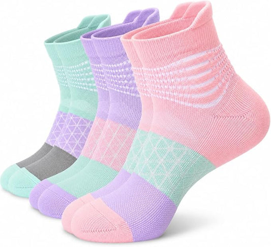 IRAMY Compression Ankle Support Socks Women Wicking Cushioned Athletic Plantar Fasciitis Relief 3/4/6 Pairs
