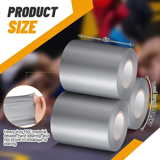 Pangda Wrestling Mat Tape 3 or 4 Inch Heavy Duty 7 Mil PVC Carpet Tape for Wrestling Grappling Exercise Mats Seaming Cover Gym Floor Carpet Seam