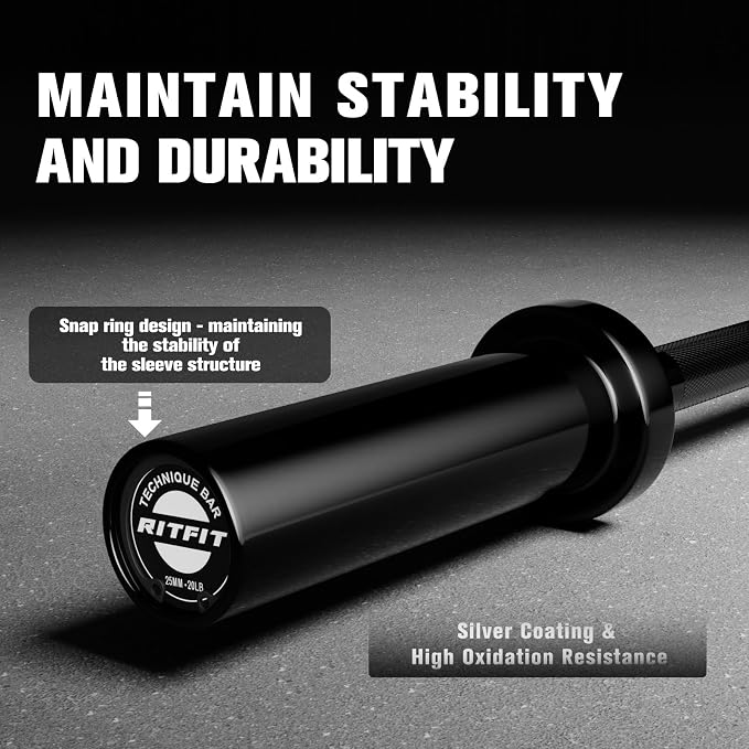 RITFIT Olympic Barbell 4ft/6ft - 2 Inch Weight Bar for Strength Training, Weightlifting, Squat, Deadlift, Bench Press, Curl, Overhead Press - 350lbs/500lbs Capacity