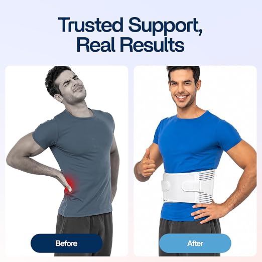 benoo Back Brace Belt, Men & Women Lower Back Pain Relief (Large 38-42.9") | Sciatica Lumbar Support Belt, Adjustable Back Support Brace for Work & Daily Use, All-Day Comfort & Heavy-Duty Compression