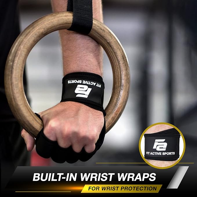 Fit Active Sports New Ventilated Weight Lifting Workout Gloves with Built-in Wrist Wraps for Men and Women - Great for Gym Fitness, Cross Training, Hand Support & Weightlifting.