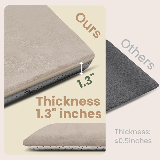 Baby Play Mat for Floor,1.3" Thick Elasti-Foam 50"×50" Playpen Mat for Tummy Time,Water Repellent Soft Coral Velvet for Toddler,Infant,Kids,Non-Slip Backing Safe for Crawling(Beige)