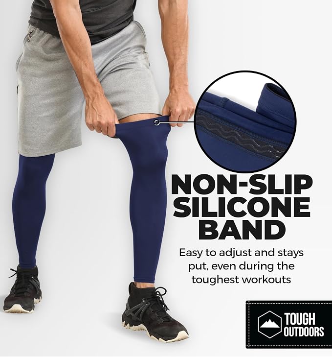 Tough Outdoors Leg Compression Sleeve - Leg Sleeves for Men & Women - Compression Calf Sleeves - Basketball Football Cycling
