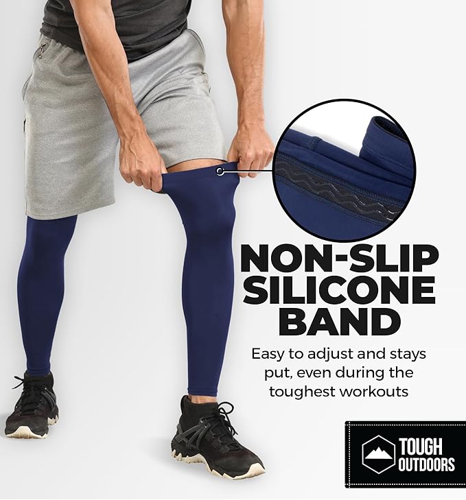 Tough Outdoors Leg Compression Sleeve - Leg Sleeves for Men & Women - Compression Calf Sleeves - Basketball Football Cycling