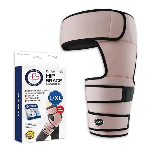Dr. Arthritis Hip Brace, Adjustable Sciatic Nerve Brace & Stabilizer for Pulled Muscles & Injury Recovery, Hamstring Compression Sleeve Support, Sciatica Pain Relief Devices for Men & Women (L/XL, Pink)