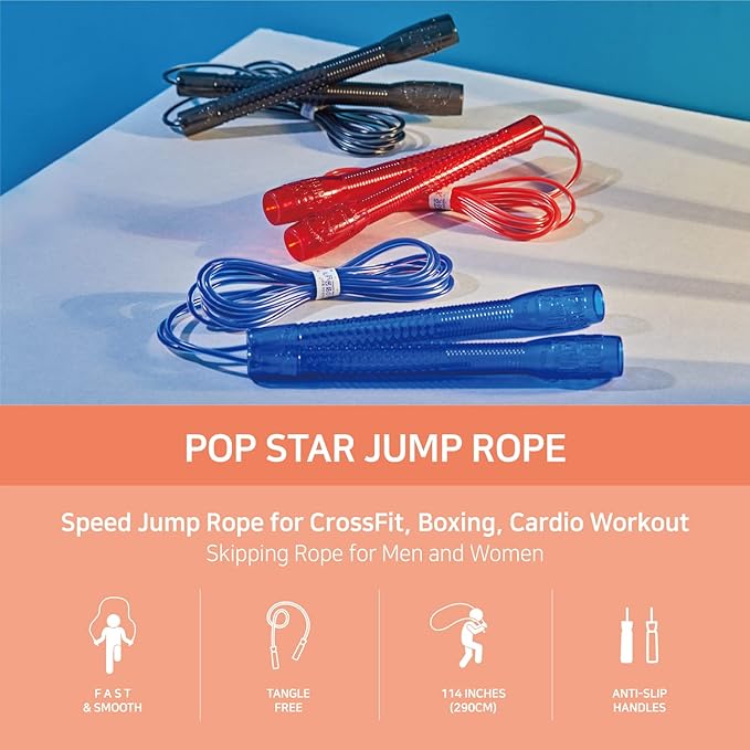 Skipping Jump Rope for Fitness Workout - Light Weight, Adjustable, Tangle Free, Excellent line control for Cardio Boxing, CrossFit, Training Exercise All Ages and Gender ( Special Luxury, KA-220, Made in Korea)