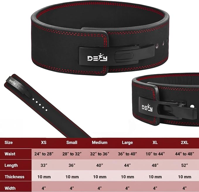 DEFY Weightlifting Lever Belt – 4” Wide Powerlifting Strongman Gym Belt for Men & Women – 10MM Lever Belt for Lower Back Support, Workout, Deadlift & IPF Bodybuilding
