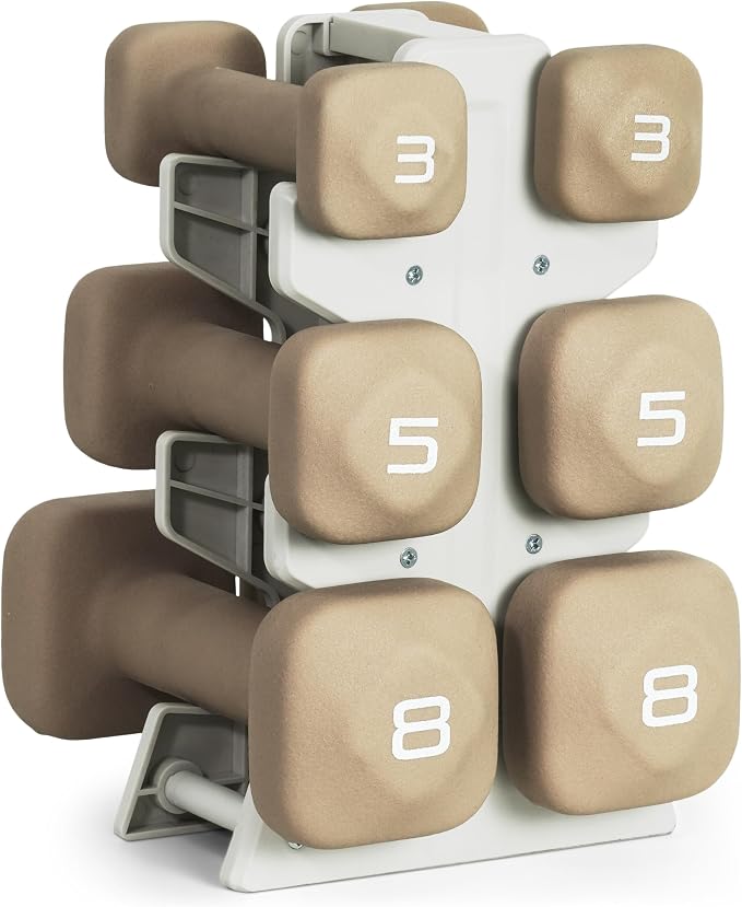 Tone Fitness Neoprene Dumbbell Set with Storage Rack – Non-Slip, Anti-Roll Hand Weights for Home Gym Workouts | 20 lb, 32 lb, 50 lb, 60 lb & 100 lb Options