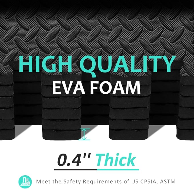 BEAUTYOVO Puzzle Exercise Mat with 12/24/48 Tiles Interlocking Foam Gym Mats, 24'' x 24'' EVA Foam Floor Tiles, Protective Flooring Mats for Gym Equipment
