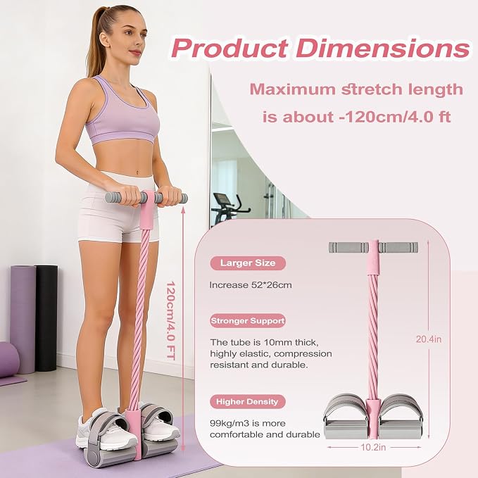 Adjustable Ankle Strap Bands Resistance with Handles, Upgraded 6 Tube Pedal Resistant Band, Natural Rubber Foot Pedal, Fits All Foot Sizes, Fitness Resistance Band for Abs, Waist, Arms and Legs