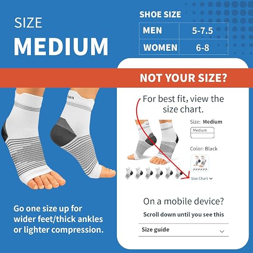 PAPLUS 6 Pairs Compression Socks with Arch Support for Plantar Fasciitis | Ankle Brace for Achilles Tendonitis, Heel Pain, Swelling & Arthritis Relief, Foot Compression Sleeve for Women, Men, White M