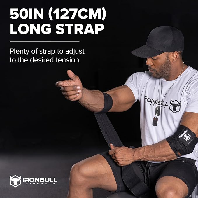 Elbow Wraps for Weightlifting (1 Pair) - 50" Elastic Elbow Braces for Weight Lifting - Elbow Support for Bench Press, Powerlifting, Fitness, & Gym Workout - Gym Elbow Straps Weightlifting - Elbow Compression Strap Brace
