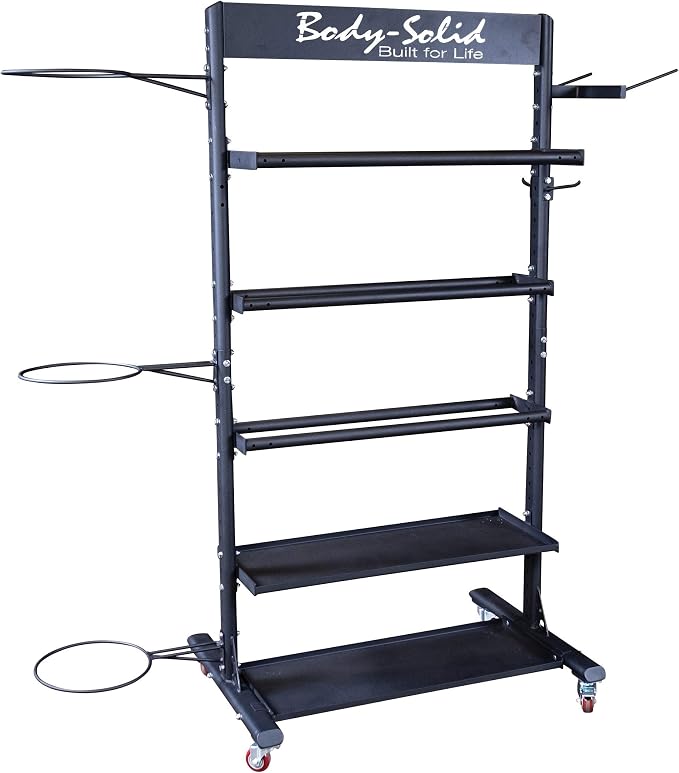 Body-Solid (GAR250) Compact Accessory Vertical Stand Rack for Organizing Medicine Balls, Slam Balls, Stability Balls, Kettlebells, Dumbbells, Jump Ropes, Foam Rollers, Yoga Mats and more