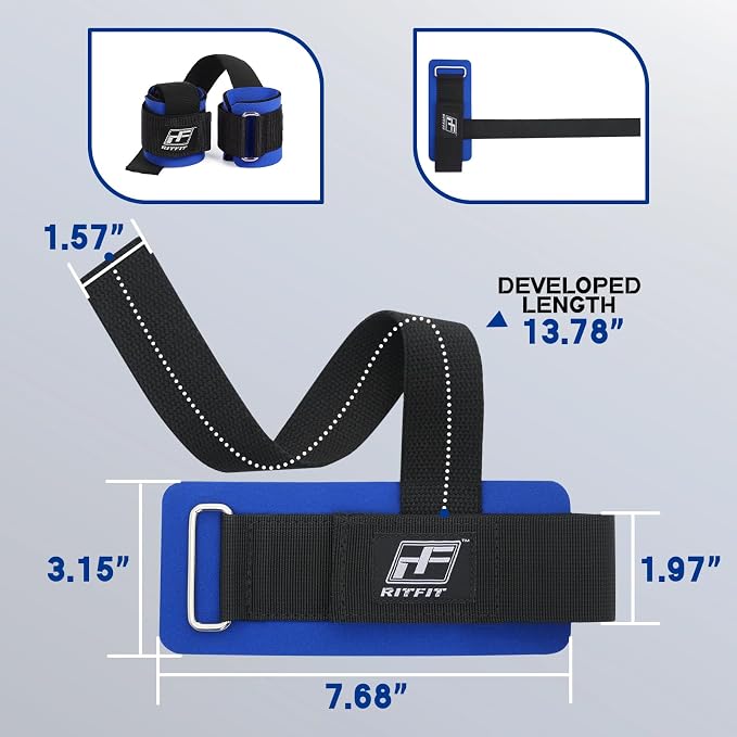RitFit Wrist Wraps with Neoprene Padding for Weightlifting | 6.55mm Thick, Anti-Slip Dual-Purpose Support and Lifting Strap, Bodybuilding MMA Powerlifting, Deadlifts Pull Ups