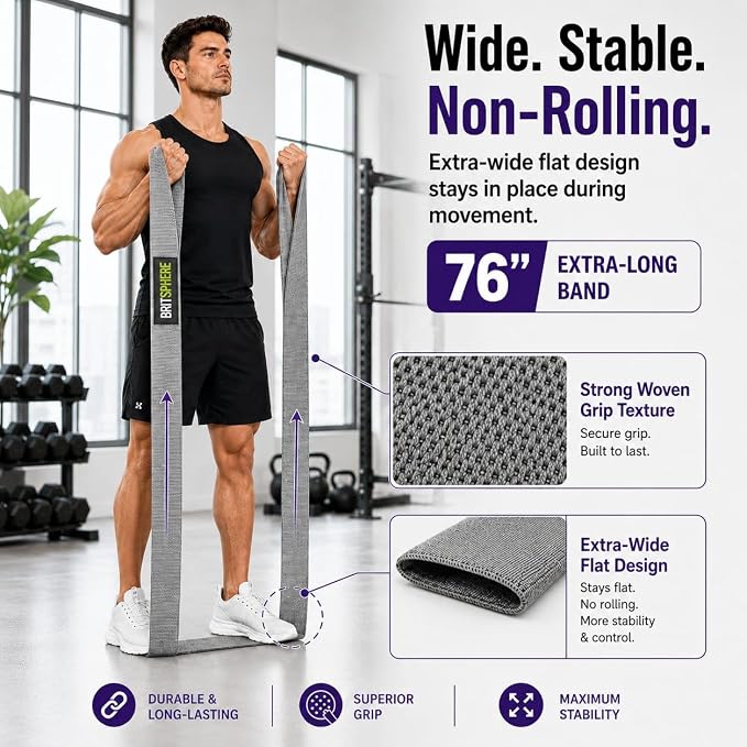 76-Inch Long Fabric Resistance Bands for Women & Men | Heavy Duty, Pull Up Assistance, Non-Slip Elastic, Home Gym Equipment, Strength Training, Pilates & Calisthenics