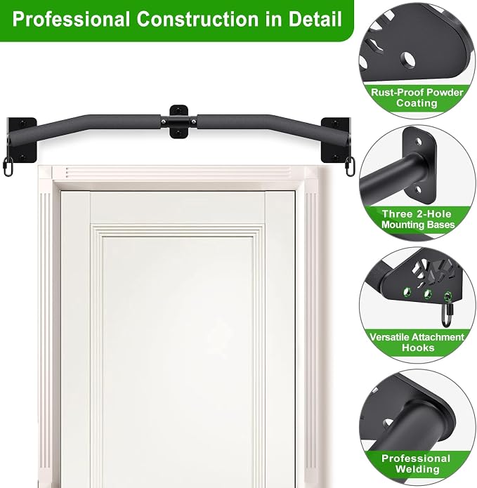 SELEWARE 32"/36" Wall Mount Pull Up Bar Joist Mount Chin Up Bar for Doorway | Heavy Duty Steel Construction Support 450 lb, w/Resistance Band Hooks, Fits 32"/36" Wall Studs for Home Gym Strength Training