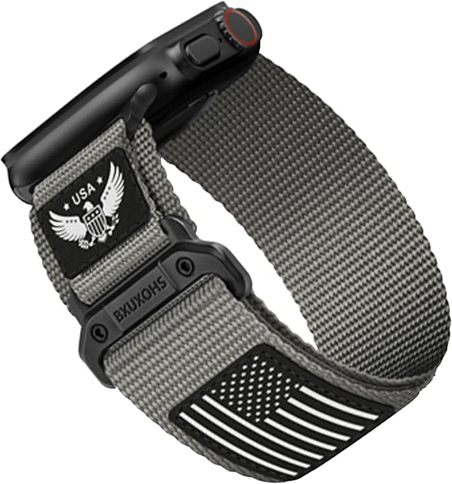 Rugged Nylon- Compatible with Apple Watch Ultra 3/ Ultra 2 Band 49mm Men,Tactical Soft Woven Stars- Stripes Flag Sport Strap for iWatch Bands 46mm 45mm 44mm 42mm Series 11 10 9 8 7 6 5 4 3 2 1 Se