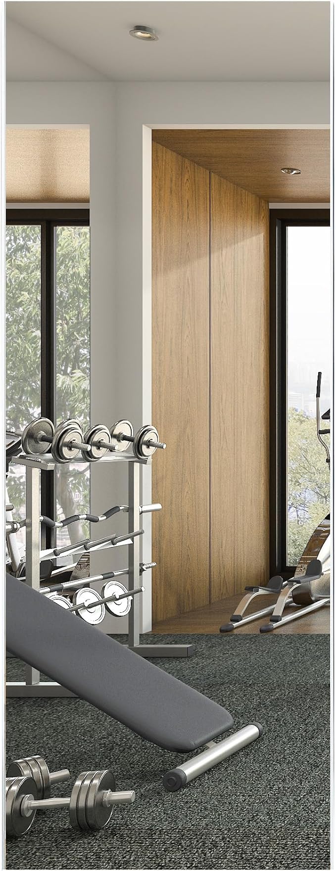 Glassless Large Gym Mirror Shatterproof Unbreakable Wall Mirror for Gym, Dance Studio, Home Workout Room – 0.04mm Nano Film – Chrome 26" x 60" by Fab Glass and Mirror