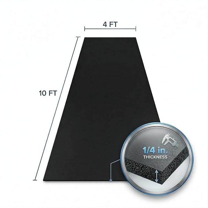 Flooring Inc's 1/4" Thick Tough Rubber Flooring Roll | Flexible Recycled Rubber Floor Mats for Home Gym | Heavy Duty Rubber Mat for Home Gyms, Sheds, Horse Stall Mat or Trailer