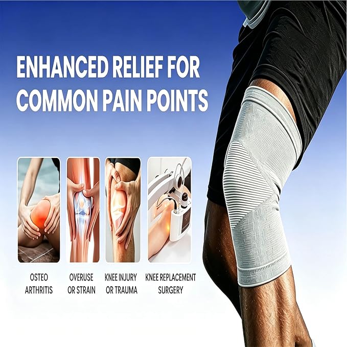 Bamboo Knee Sleeves for Women Knee Pain, One Pair Bamboo Knee Compression Sleeve (1 Pair- Gray, Medium)