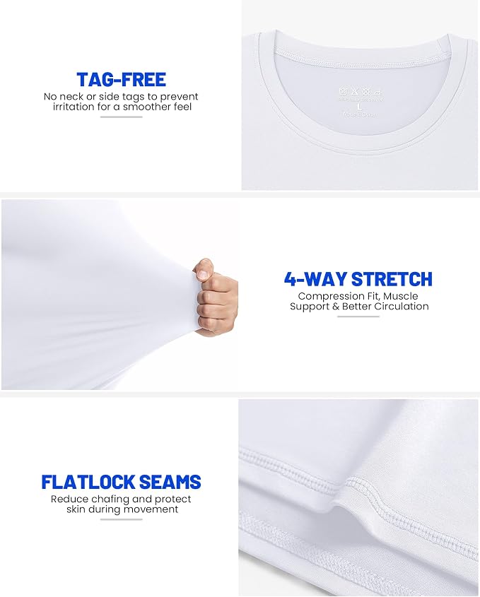 Men's Compression Shirt Sleeveless Athletic Workout Tank Tops Quick Dry Muscle Undershirts for Gym Running