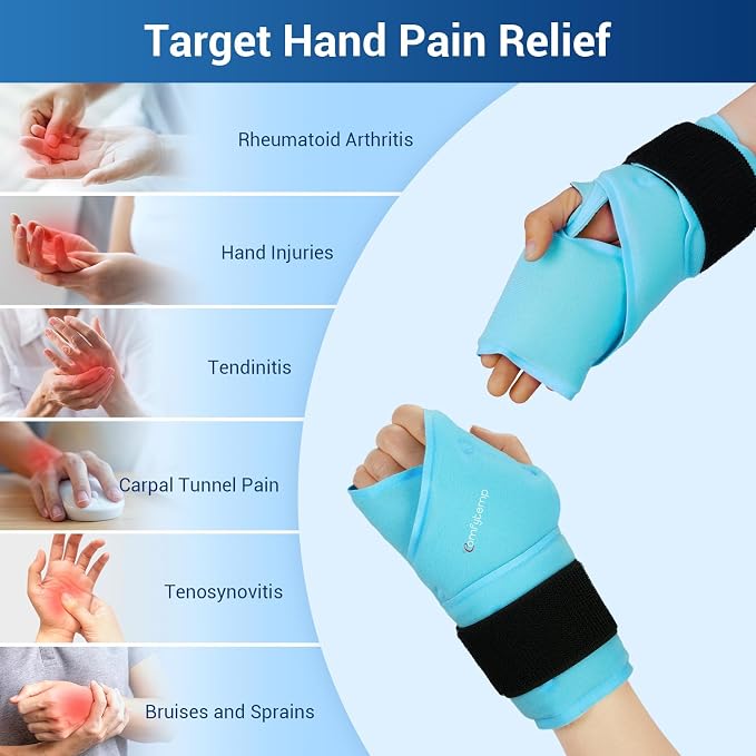 Comfytemp 24.5" Extra Long Wrist Ice Pack Wrap for Carpal Tunnel Relief, 2Packs | FSA Eligible HSA, Reusable Gel Wrist Brace Hot Cold Compress for Hand Forearm Pain, arthritis, Computer Overuse Injuries