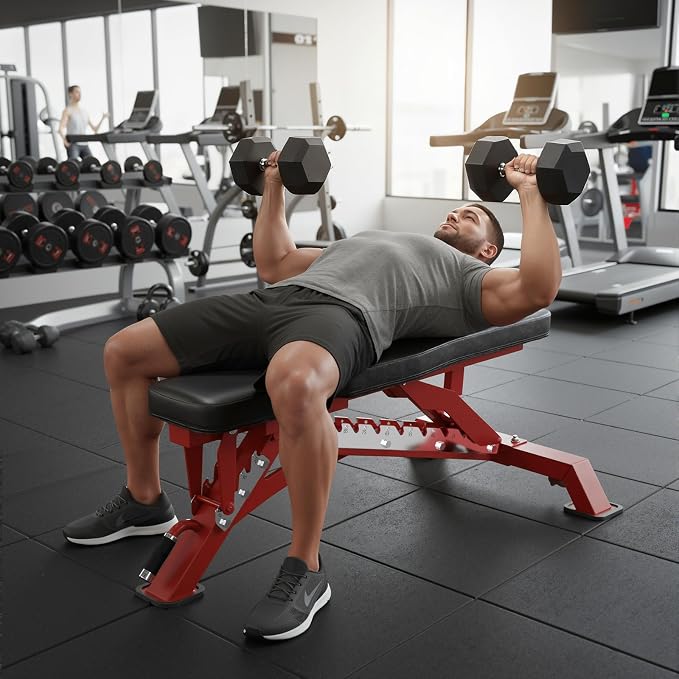 RITFIT Adjustable Weight Bench, Incline Decline Flat, 1300LB Capacity | Full Body Workout Bench for Home Gym Strength Training, 10 Backrest Positions, 3 Seat Angles, Heavy Duty Steel Frame