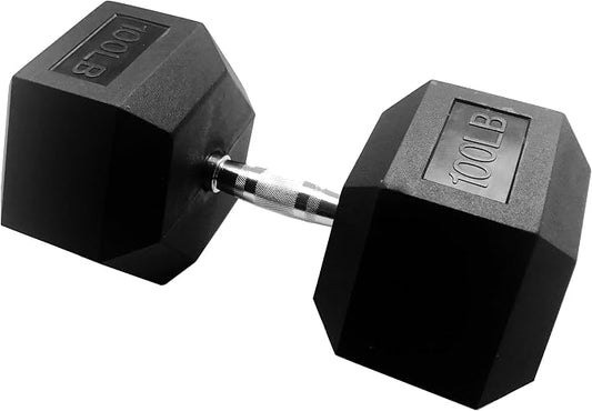 Signature Fitness Rubber Coated Hex Dumbbells Hand Weights for Exercises and Fitness Home Gym, 5-50 lbs, Pairs