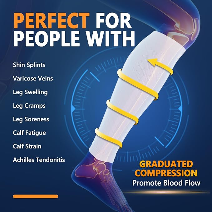 CTHH Calf Compression Sleeve for Men & Women Footless Compression Socks | 3 Pairs Graduated Compression Leg Sleeve Support for Shin Splints Pain Relief Running Flying Cycling Fitness Nurse