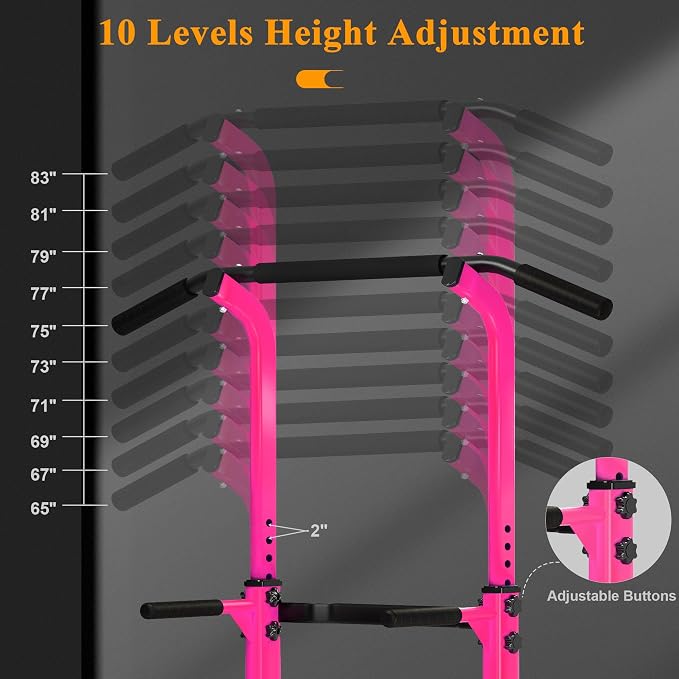DlandHome Power Tower Pull Up Bar Dip Station,Adjustable Height Dip Stand | Multi-Function Fitness Equipment for Strength Training Home Gym,Stable Steel Frame for Pull Ups Dips Push Ups,Supports 330LBS