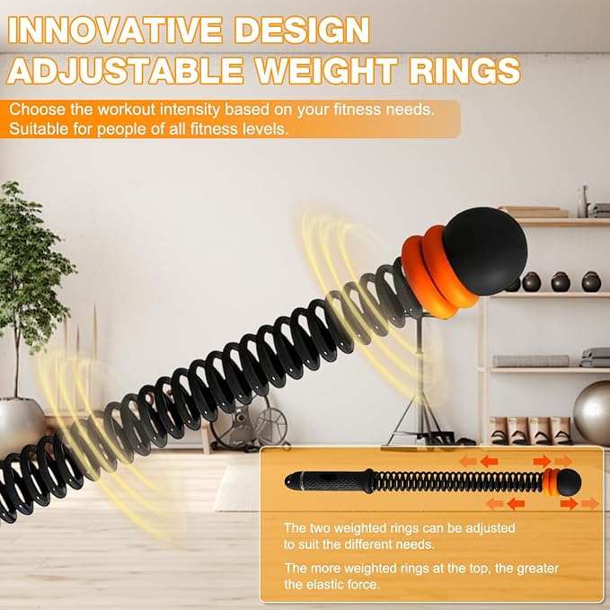 Adjustable Ropeless Battle Rope Trainer, Cordless Spring Fitness Rope for Home & Gym, Heavy Duty Cordless Battle Rope with Storage Bag, Strength & Conditioning (Black)