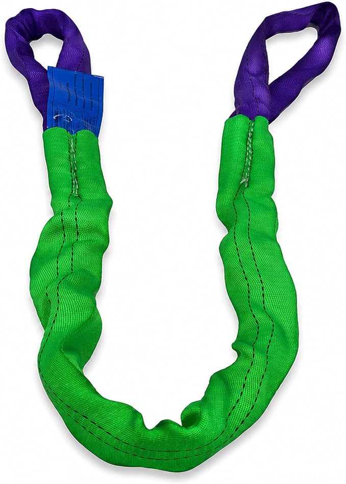2" x 8' Lifting Sling Straps Polyester Web Slings 4400 Lbs Vertical, 3520 Lbs Choker, 8800 Lbs Basket (Green/Purple)