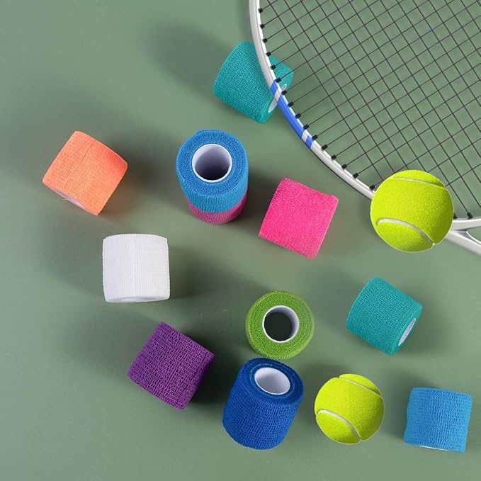 KISEER 30 Pack 2 Inch x 5 Yards Colorful Self Adhesive Bandage Breathable Cohesive Bandage Wrap Rolls Elastic Self-Adherent Tape for Stretch Athletic, Sports, Wrist, Ankle