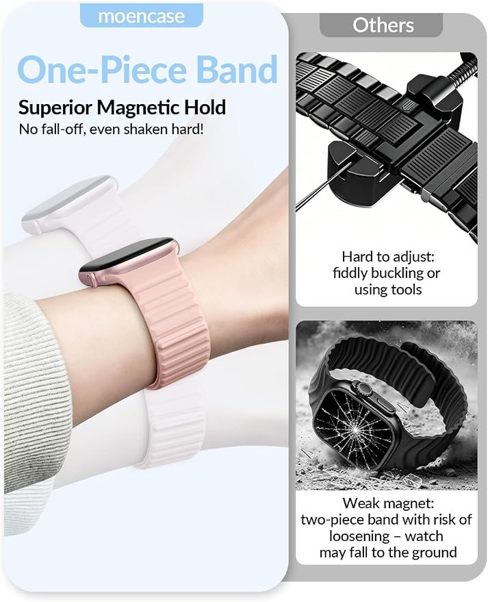 Patented Magnetic Silicone Sport Band for Apple Watch Bands for Women Men | Soft Silicone Solo Loop 40mm 38mm 41mm 44mm 45mm 42mm 49mm, Sport Strap for iWatch Series 11 10 9 8 7 6 5 4 3 2 1 SE Ultra