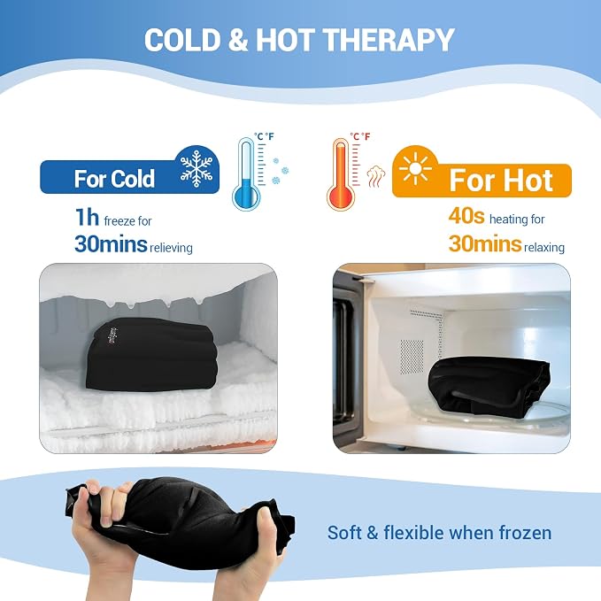 Comfytemp Ankle Foot Ice Pack Wrap for Plantar Fasciitis Relief, Feet Pain | FSA Eligible HSA, Ankles Brace Heel Wrap, Hot Cold Compress Gel Ice Bag for Injury Reusable, Achilles Tendonitis, 1pc, Black