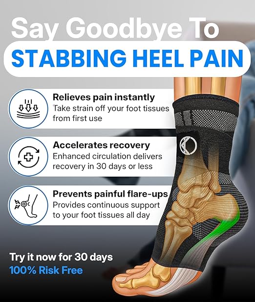 Ankle Compression Sleeve & Ankle Brace for Plantar Fasciitis Relief | Breathable arch support with adjustable straps for women & men; an Achilles tendonitis brace for running and work - 2 Sleeves