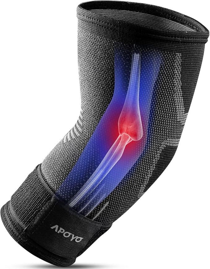APOYO Elbow Brace for Tendonitis and Tennis Elbow, Elbow Compression Sleeve, Tennis Elbow Brace for Women and Men w/ Adjustable Strap for Tennis Elbow Relief, Weightlifting, Arthritis, Workouts, | Elbow Compression Sleeve for Arthritis, Tendonitis, Ten...