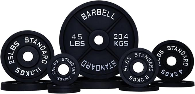 Weight Plate Pairs and Sets from Barbell Standard | Powder Coated & Extremely Durable | Fits 2" Olympic Barbells | 2% Tolerance Guarantee