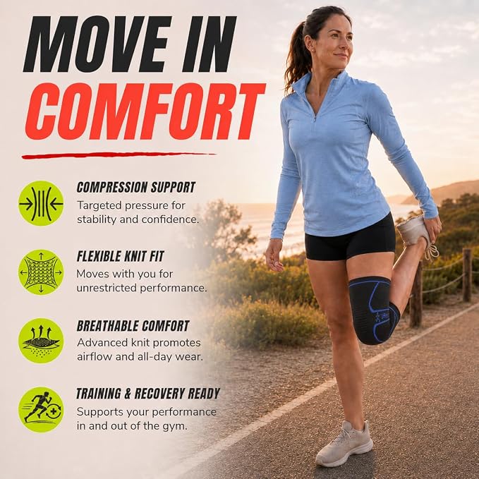 Knee Brace for Men and Women Knee Compression Sleeve Knee Support Wraps for Arthritis Joint Pain Relief, Workout, Swelling, Sports, Circulation, Running, Recovery for ACL & Meniscus Tear