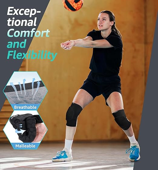 Knee Pads for Kids Youth Adult, Basketball Baseball Knee Brace Knee Support, Collision Avoidance Kneepad Compression Knee Sleeve for Volleyball Football Cycling Running-1Pair (Black, XXS)