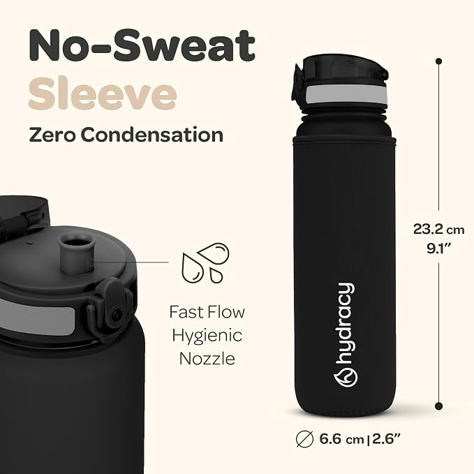 Hydracy Motivational Water Bottle with Time Marker & Fruit Infuser 17 oz | BPA-Free Tritan, Leakproof Flip-Top Lid,No-Sweat Sleeve,Carry Strap,Daily Intake Tracking for Gym,Sports,Outdoors